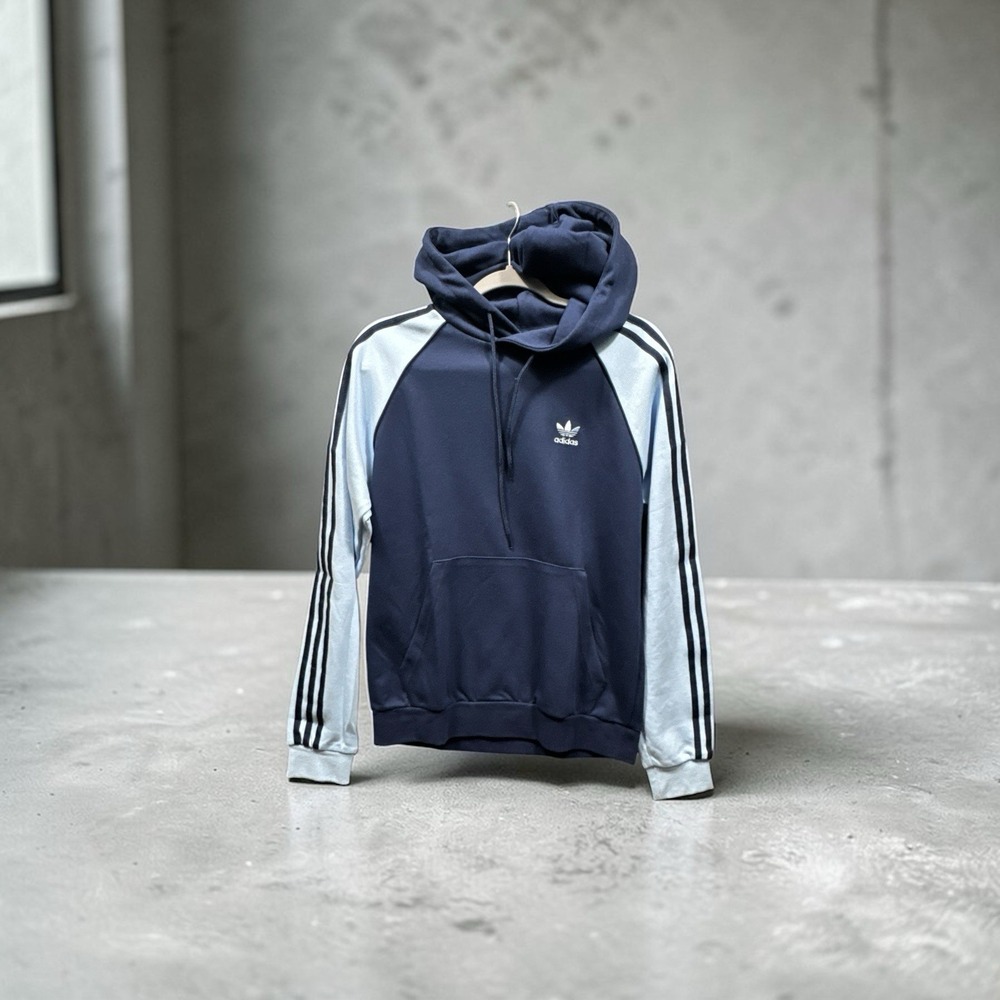 Adidas Originals Colorblock Pullover Hoodie Mens Size Small Blue IY4863